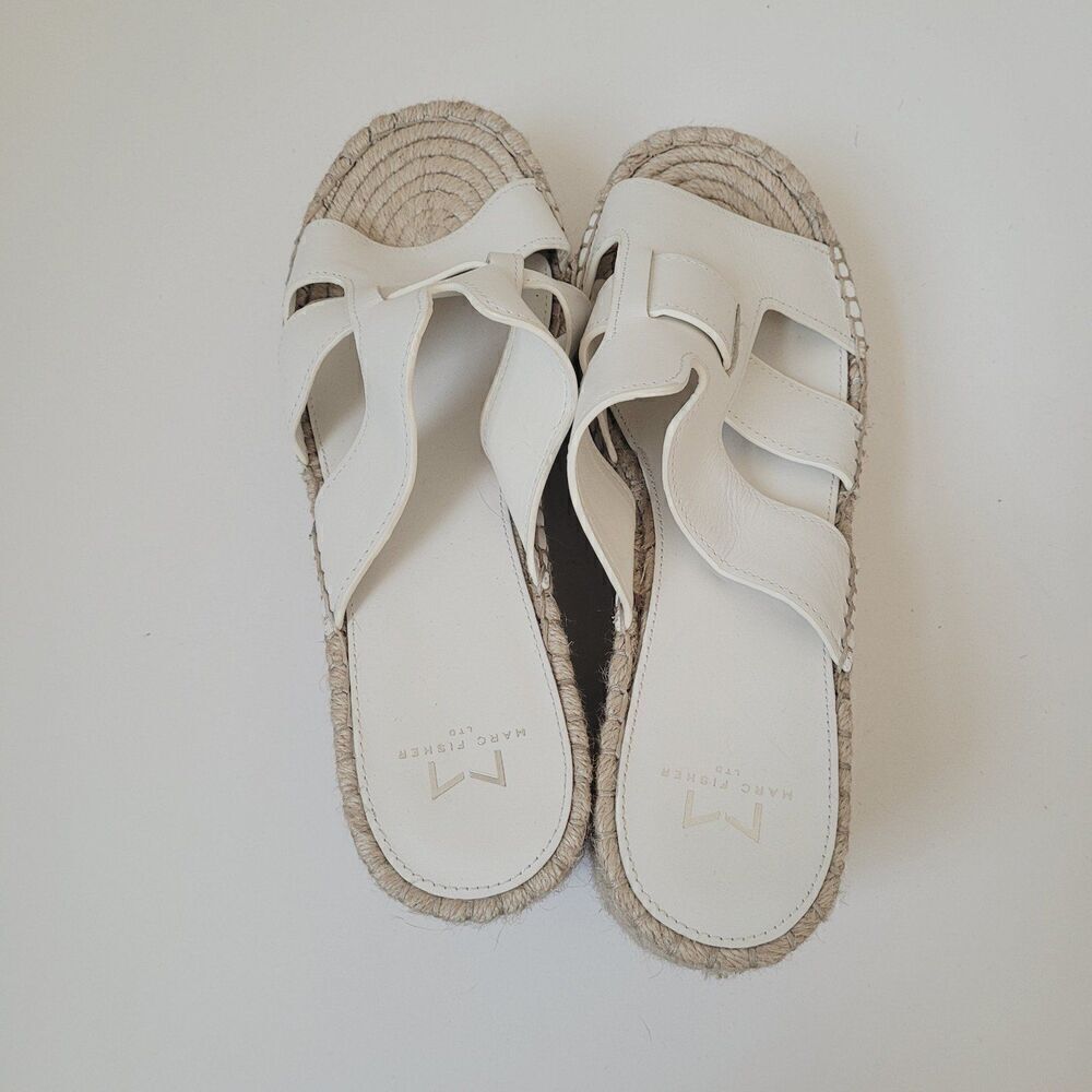 Marc Fisher Robbyn White Espadrille Slip on Sandal Size 9.5 - Picture 5 of 7
